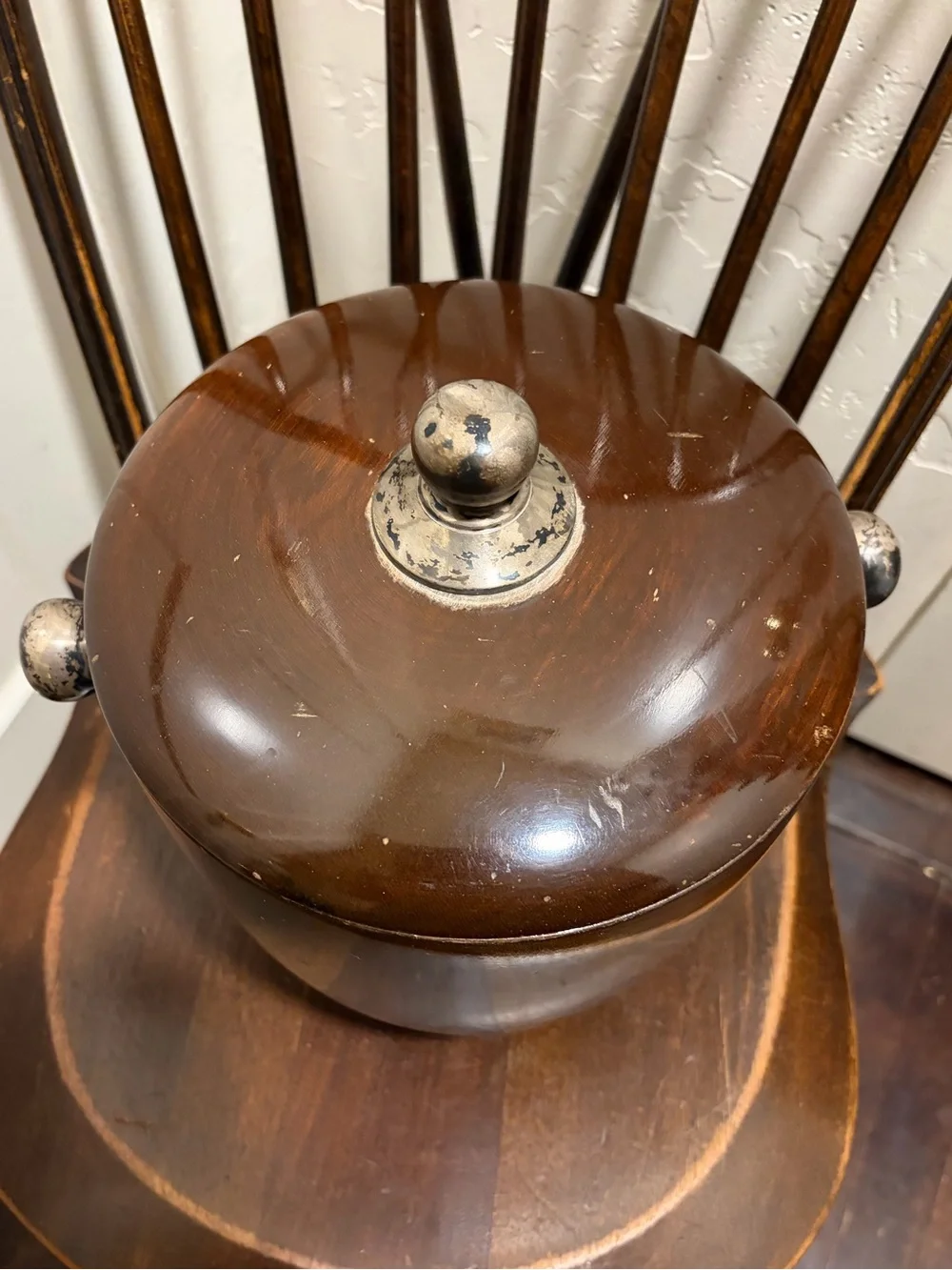 Vintage Sterling Silver Mahogany Ice Bucket With Lid